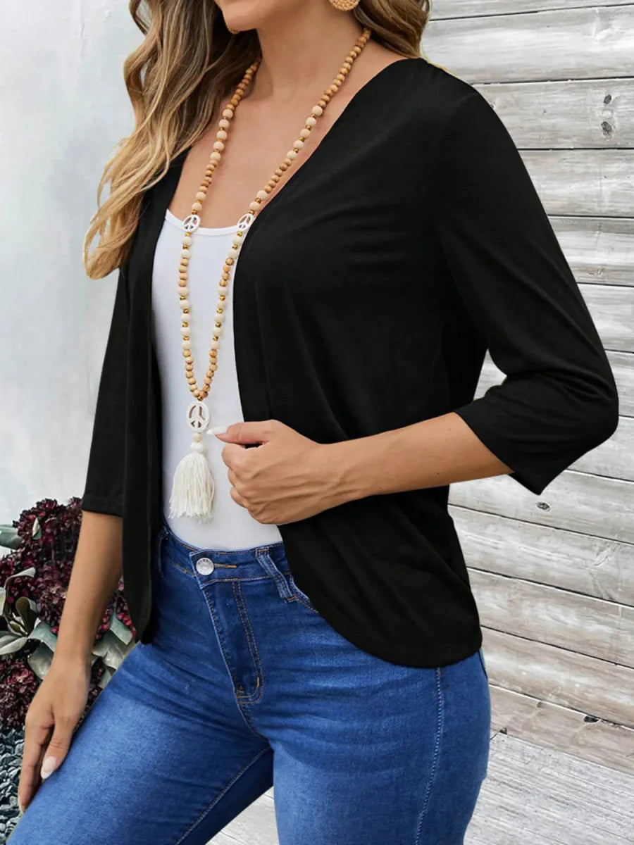 Open Front 3/4 Sleeves Cardigan