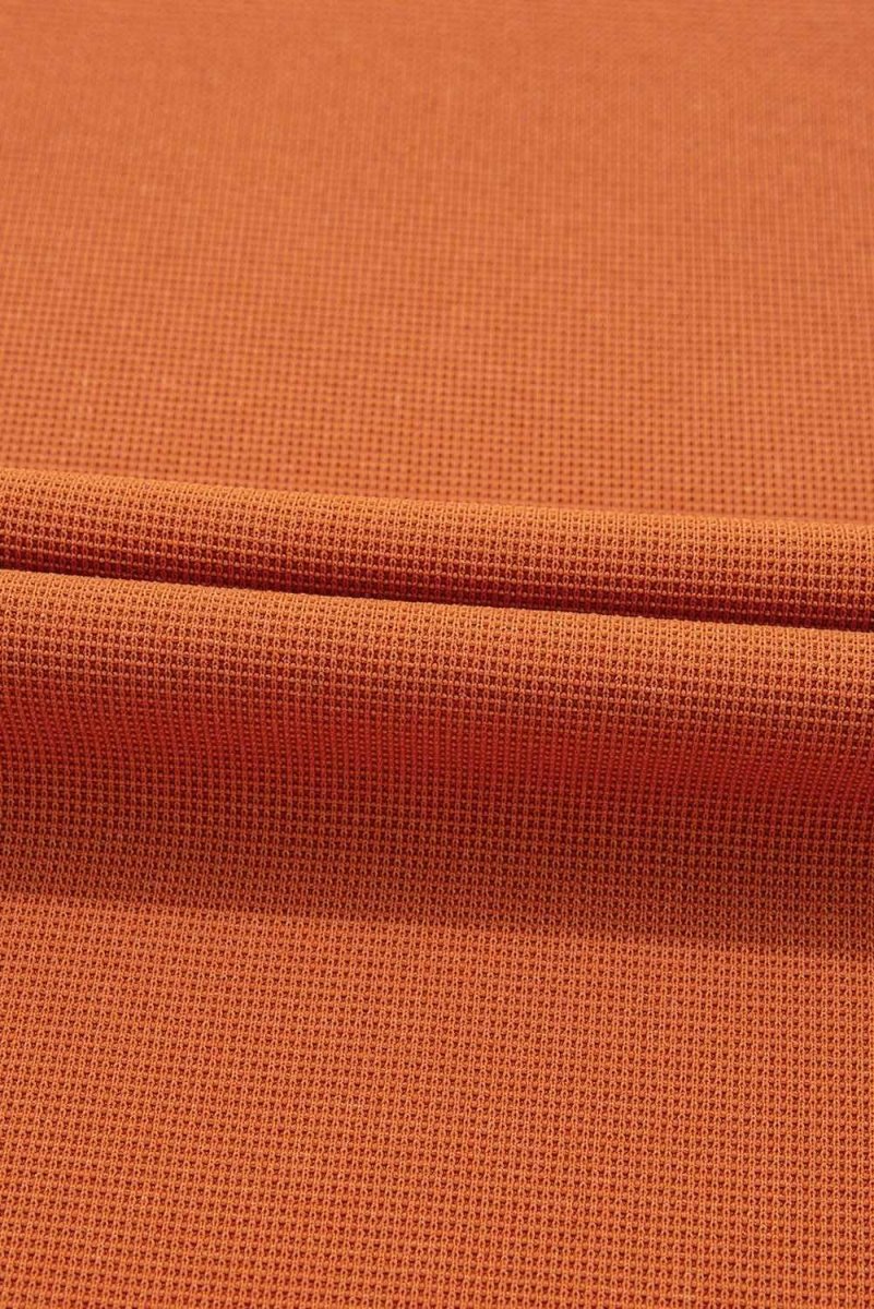 Orange Textured Knit Color Block Patchwork Chest Pocket Plus Size Top