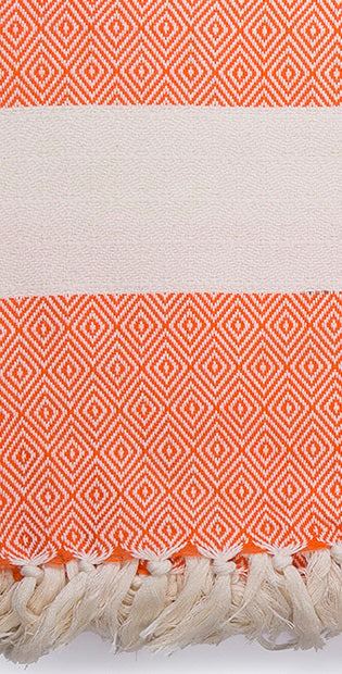 Basiclayersca Venice Orange Turkish Towel 100 Percent Cotton 40 Inch by 70 Inch Quick Dry Sand Resistant Eco Friendly Beach Bath Blanket - Premium Quality General | Fast Shipping & Returns
