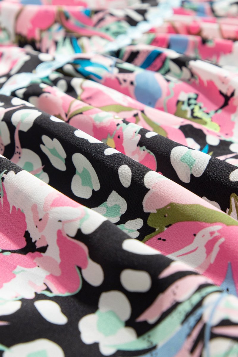 Pink Floral Ricrac Embellished Tiered Mini Dress for Women