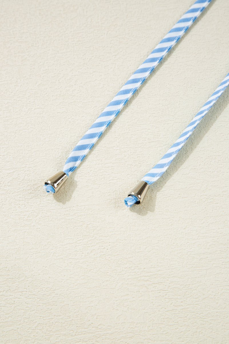 Pink Floral Striped Print Contrast Trim Tie Split Neck Mini Dress