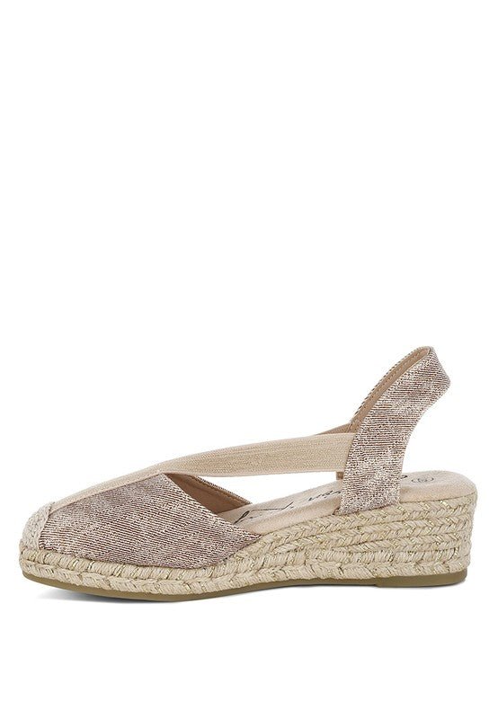 Rag Company Port Side Metallic Woven Espadrille Wedges for Summer Style