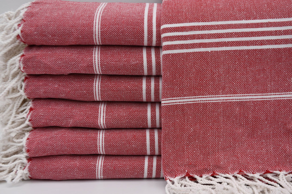 Basiclayersca Monaco Red Turkish Towel 100 Percent Natural Cotton 40 Inch by 70 Inch Versatile Lightweight Quick Drying Absorbent Beach Bath Scarf Picnic Blanket - Premium Quality General | Fast Shipping & Returns