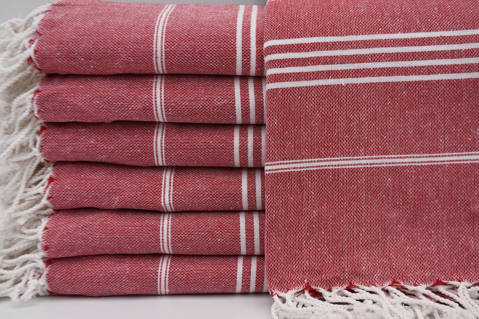 Basiclayersca Monaco Red Turkish Towel 100 Percent Natural Cotton 40 Inch by 70 Inch Versatile Lightweight Quick Drying Absorbent Beach Bath Scarf Picnic Blanket - Premium Quality General | Fast Shipping & Returns