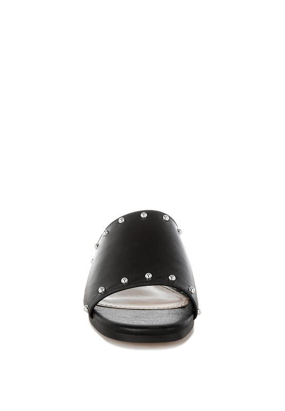 Rag Company Renaldi Genuine Leather Studded Slip-On Flats for Women