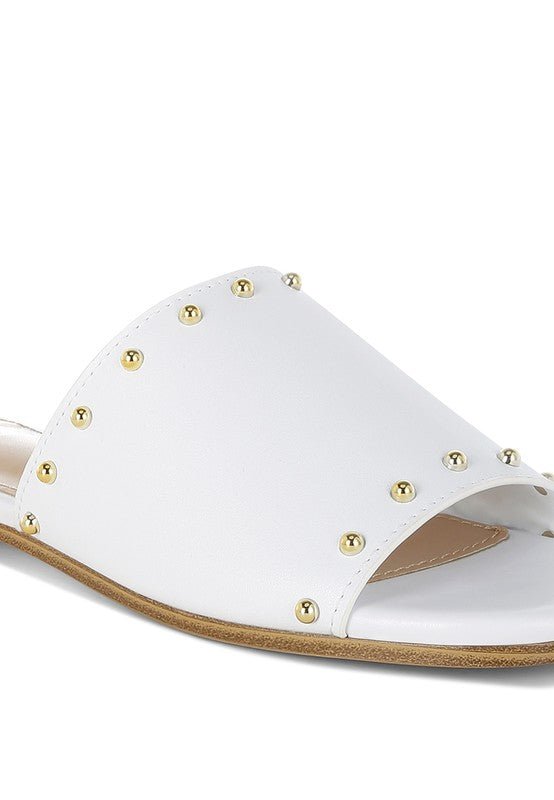 Rag Company Renaldi Genuine Leather Studded Slip-On Flats for Women