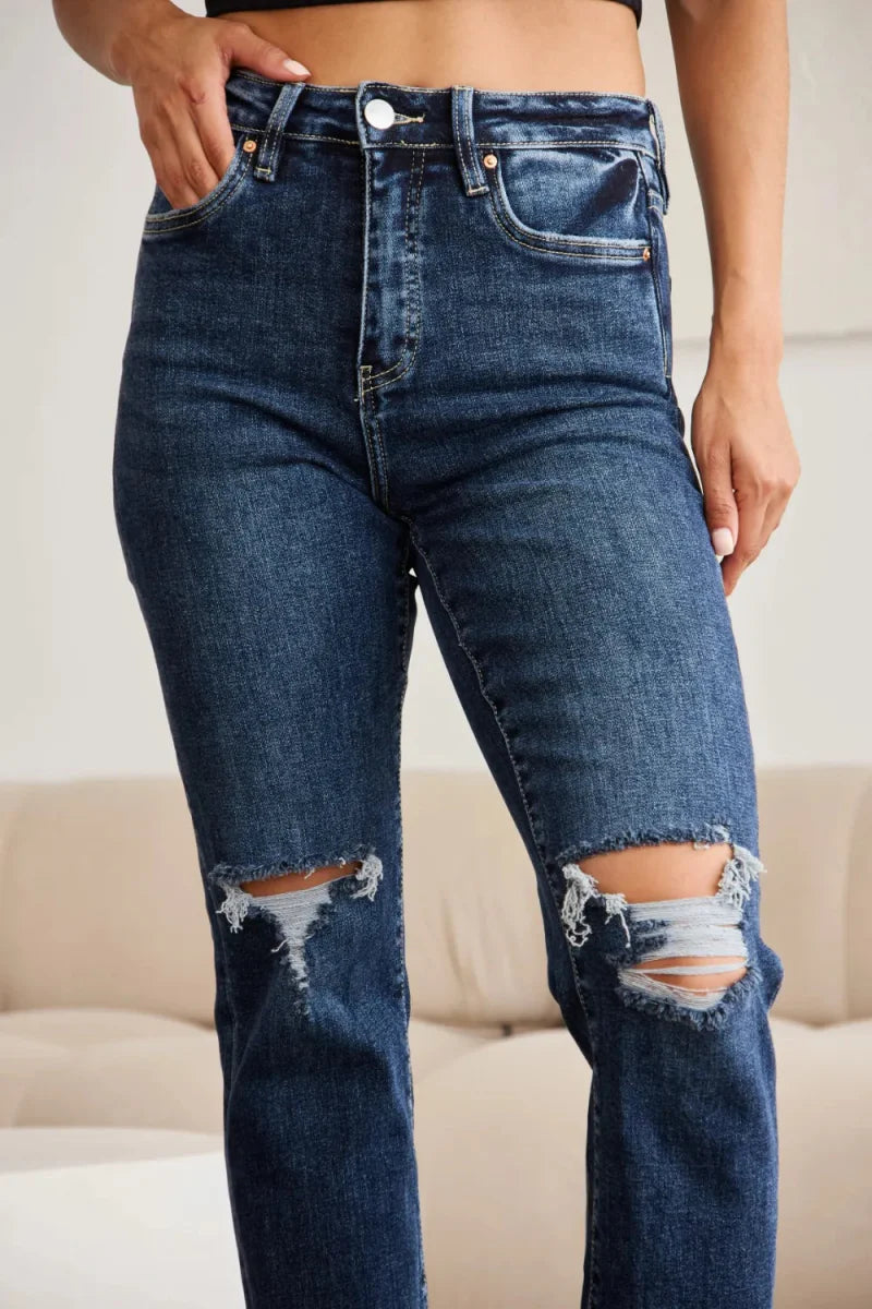 RFM Crop Dylan Full Size Tummy Control Distressed Jeans