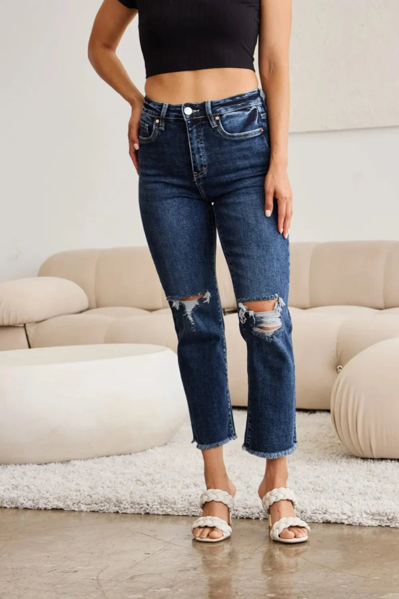 RFM Crop Dylan Full Size Tummy Control Distressed Jeans