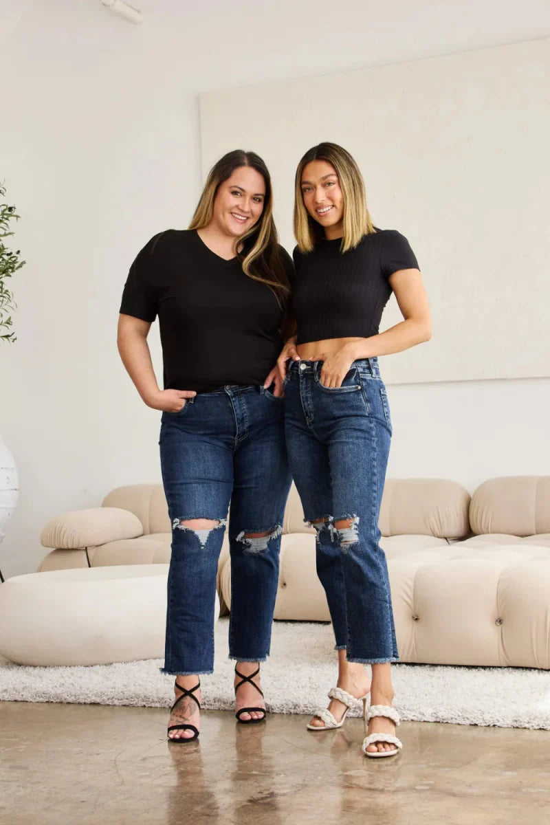 RFM Crop Dylan Full Size Tummy Control Distressed Jeans