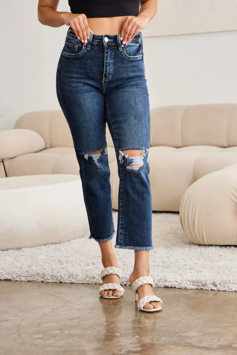 RFM Crop Dylan Full Size Tummy Control Distressed Jeans