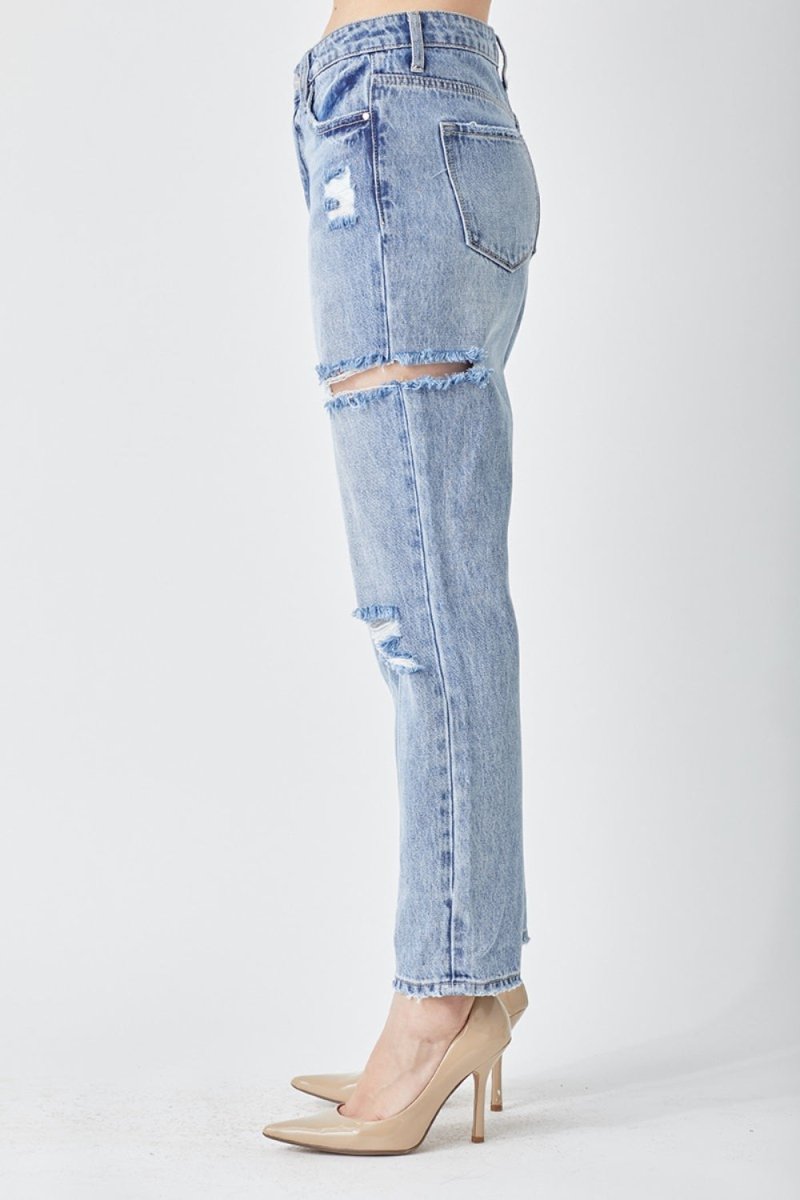 Premium RISEN Distressed Slim Cropped Jeans for Trendy Style