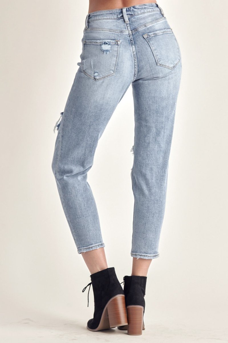 Premium RISEN Distressed Slim Cropped Jeans for Trendy Style