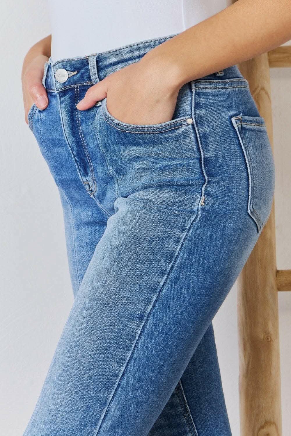 Premium Elevate Full Figure High Waist Ankle Flare Jeans: Curve-Enhancing Chic Denim