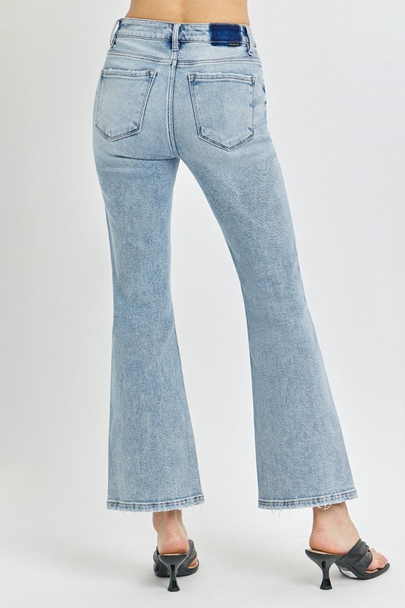 Premium RISEN Full Size High Rise Ankle Flare Jeans for Women