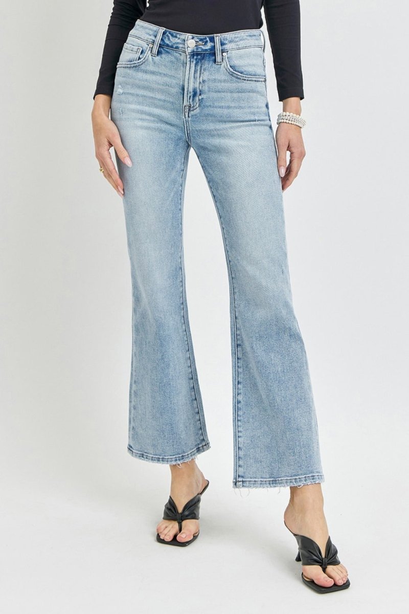 Premium RISEN Full Size High Rise Ankle Flare Jeans for Women