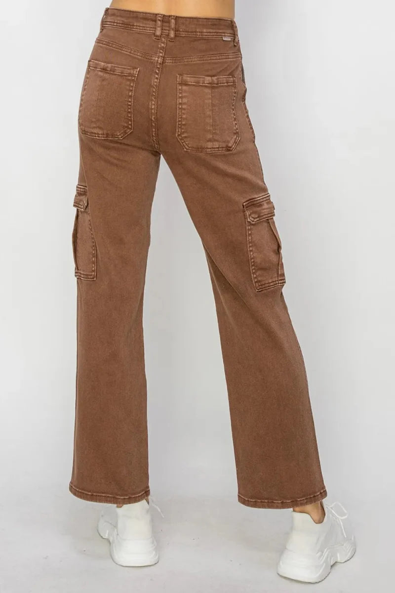 Risen Full Size High Rise Cargo Jeans for Women