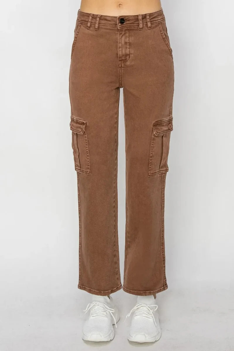 Risen Full Size High Rise Cargo Jeans for Women