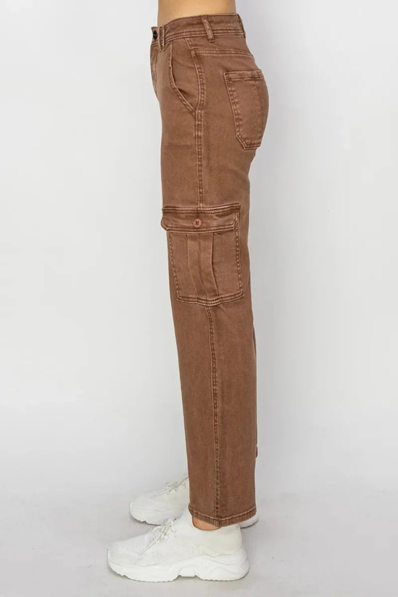 Risen Full Size High Rise Cargo Jeans for Women