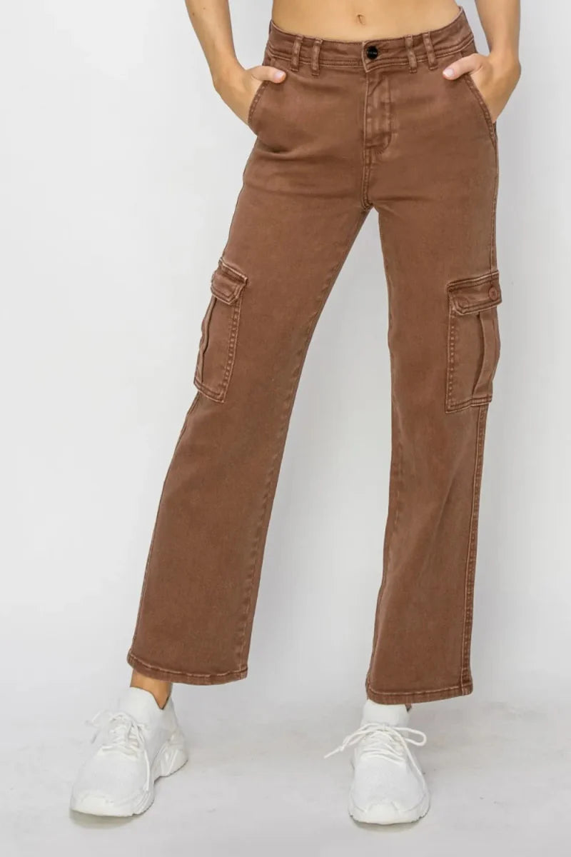 Risen Full Size High Rise Cargo Jeans for Women