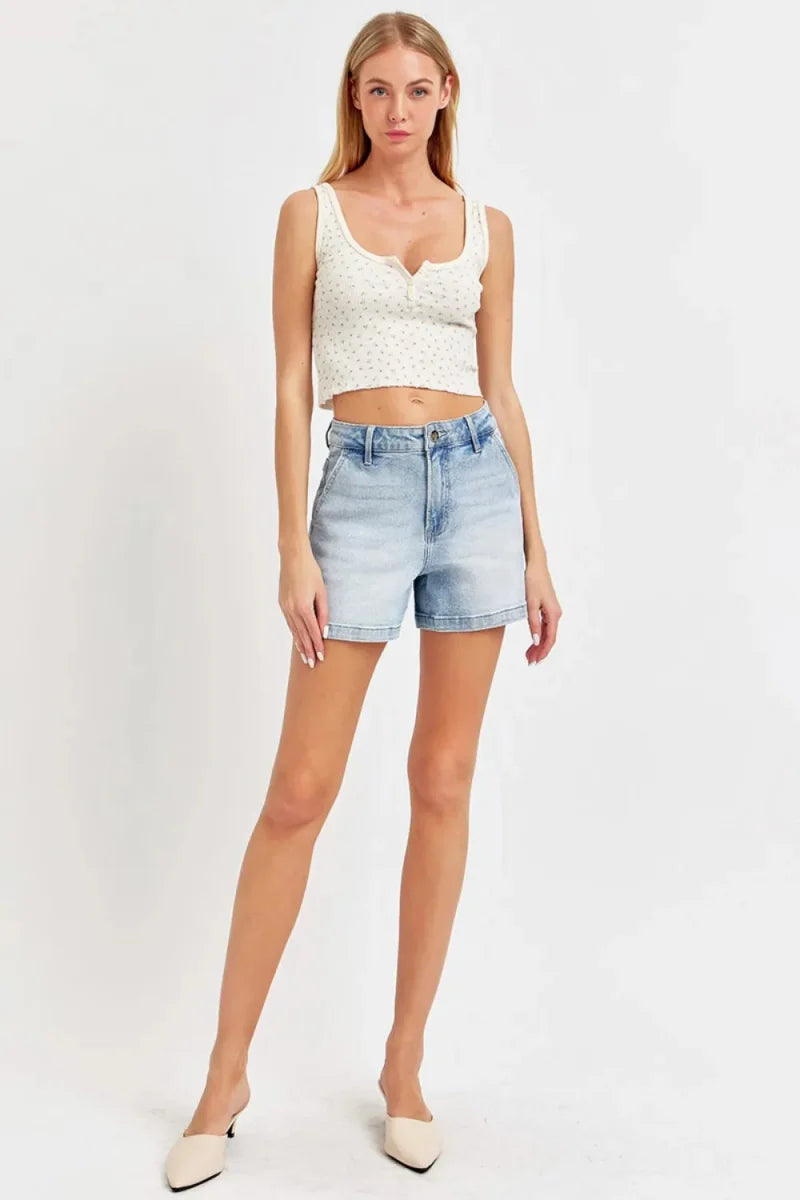 Risen Full Size High Rise Denim Shorts for Women Fashion