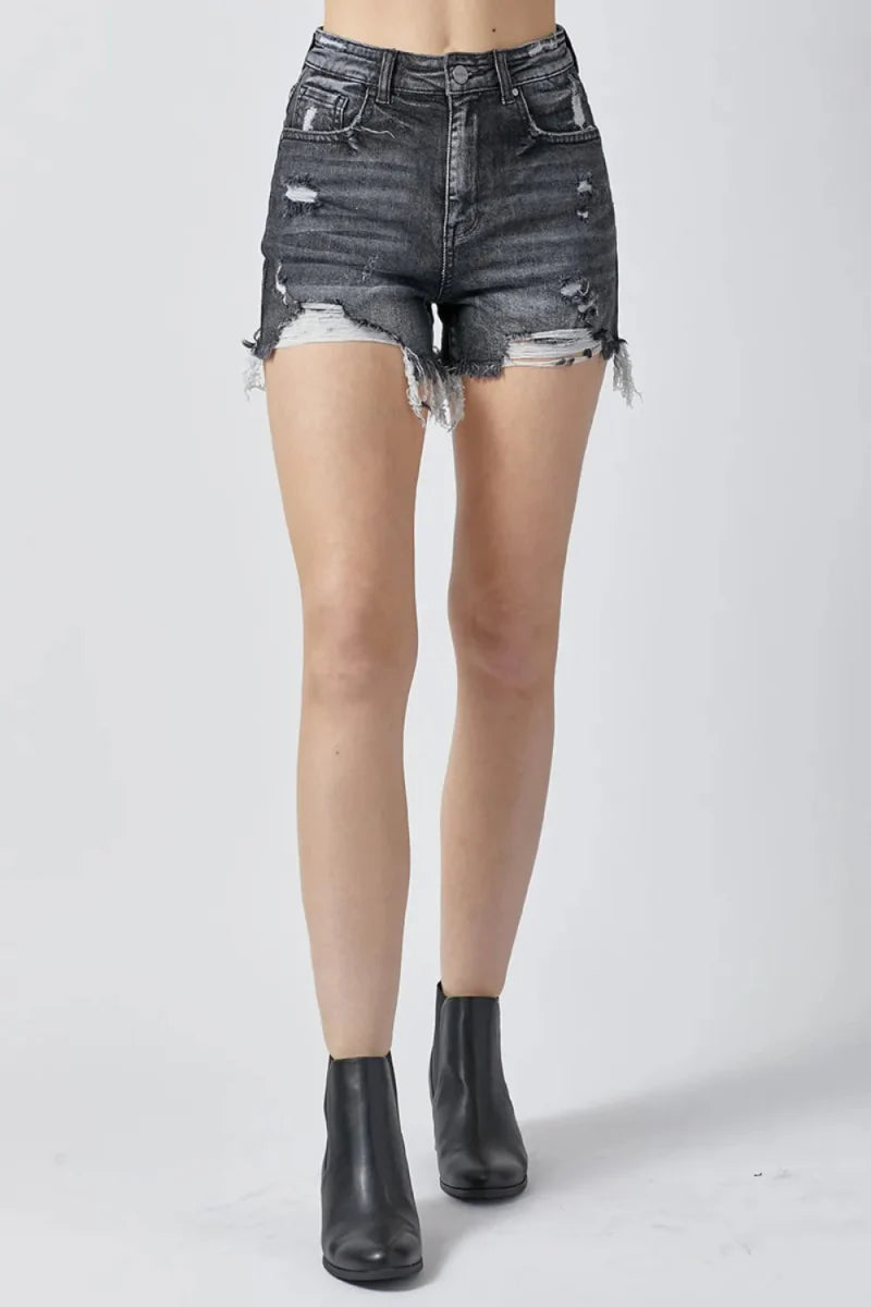 RISEN Full Size High Rise Distressed Denim Shorts Women
