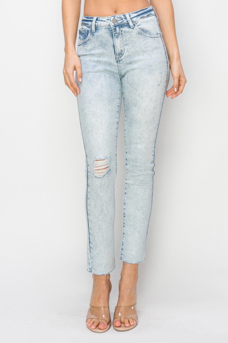 Premium Risen Full Size High Rise Distressed Skinny Jeans for Women