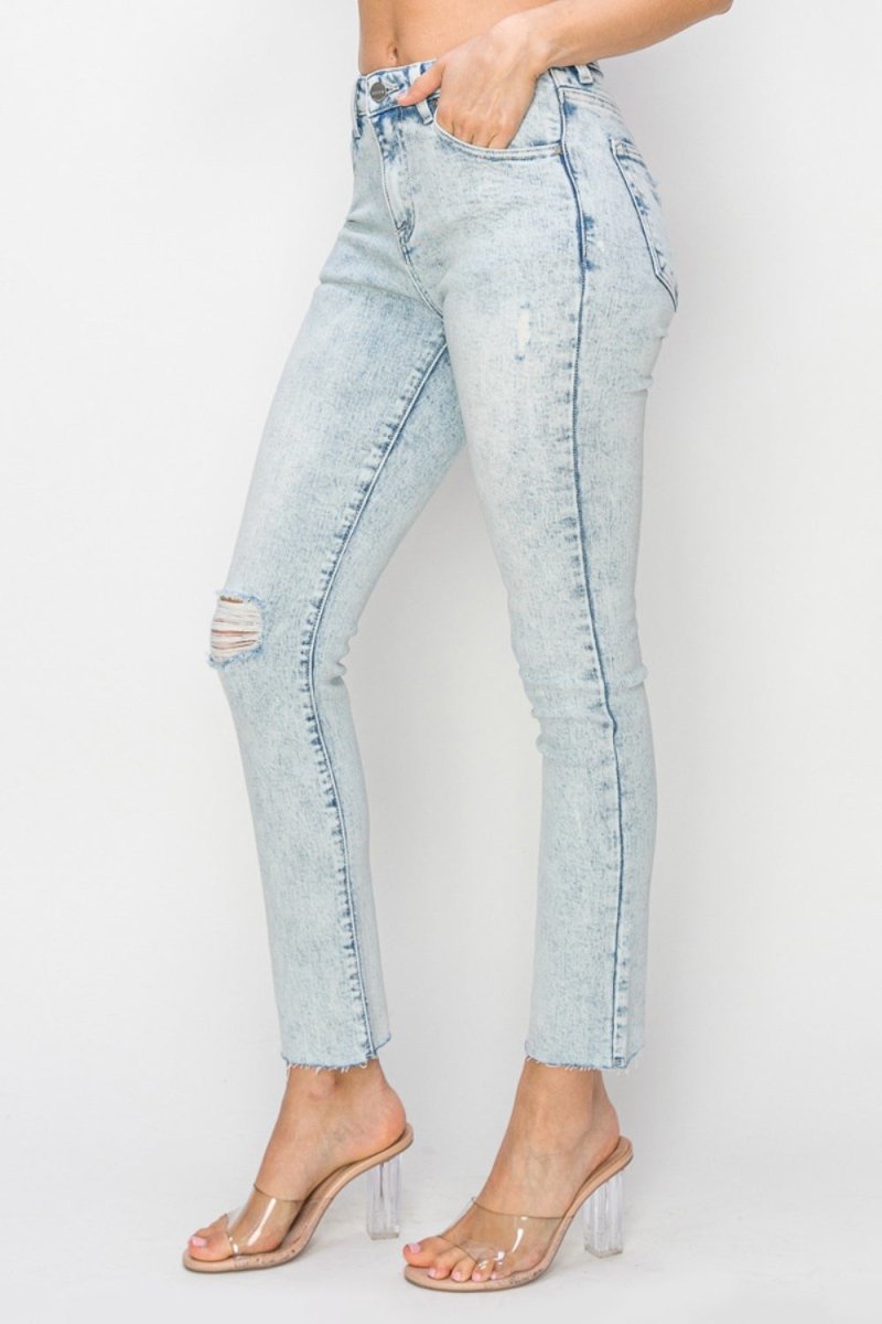 Premium Risen Full Size High Rise Distressed Skinny Jeans for Women