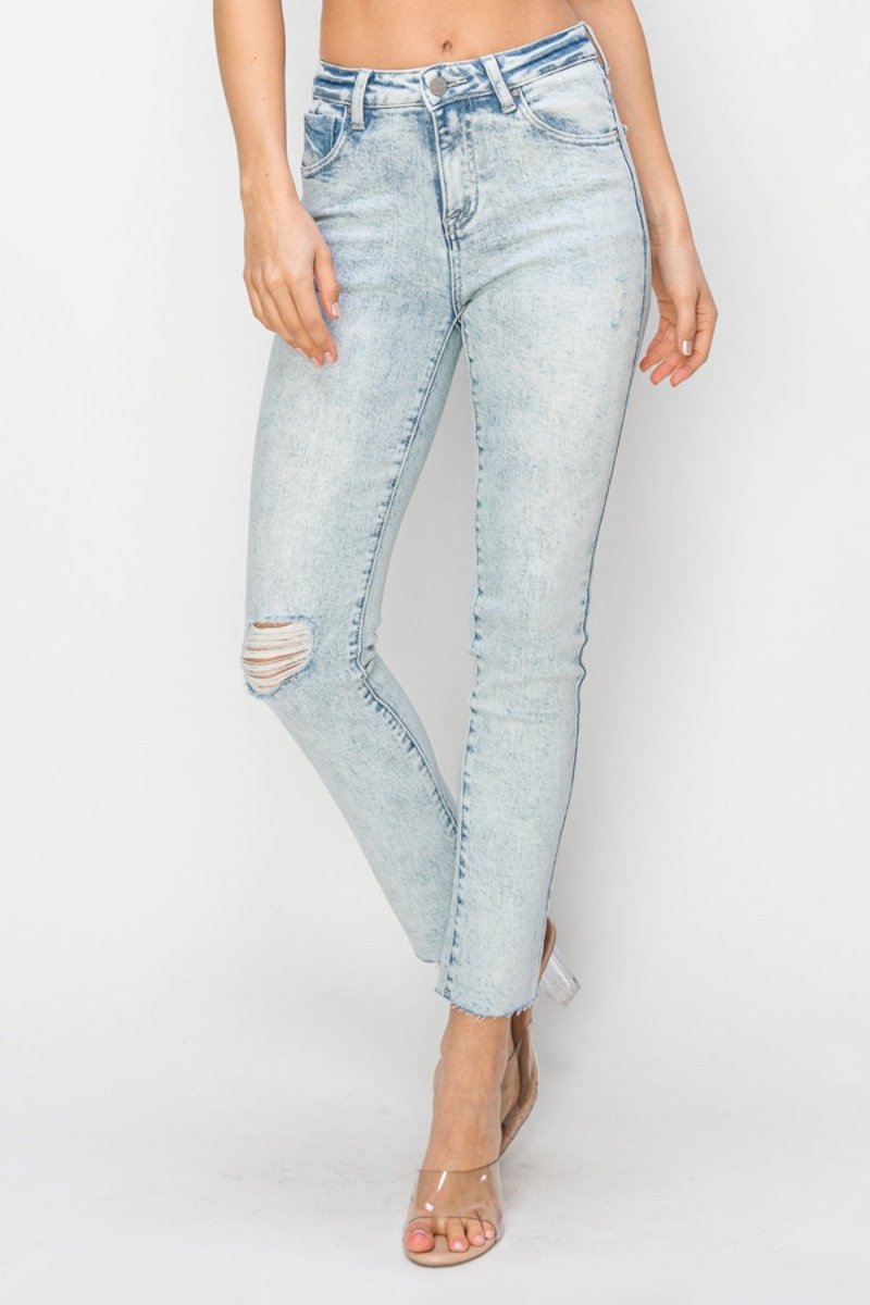 Premium Risen Full Size High Rise Distressed Skinny Jeans for Women