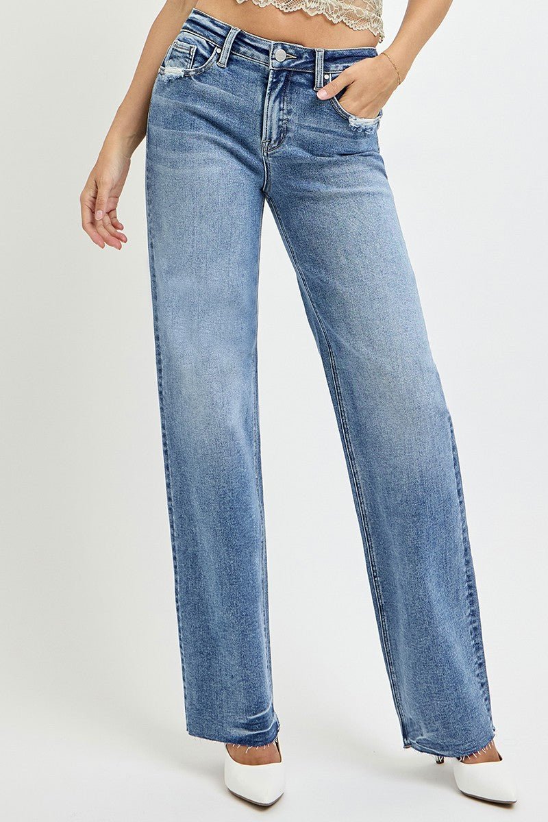 Premium RISEN Full Size High Rise Straight Leg Jeans with Pockets