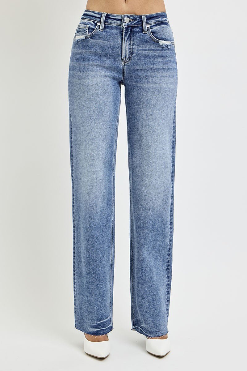 Premium RISEN Full Size High Rise Straight Leg Jeans with Pockets