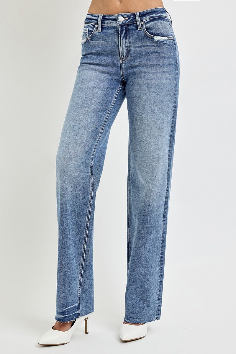Premium RISEN Full Size High Rise Straight Leg Jeans with Pockets