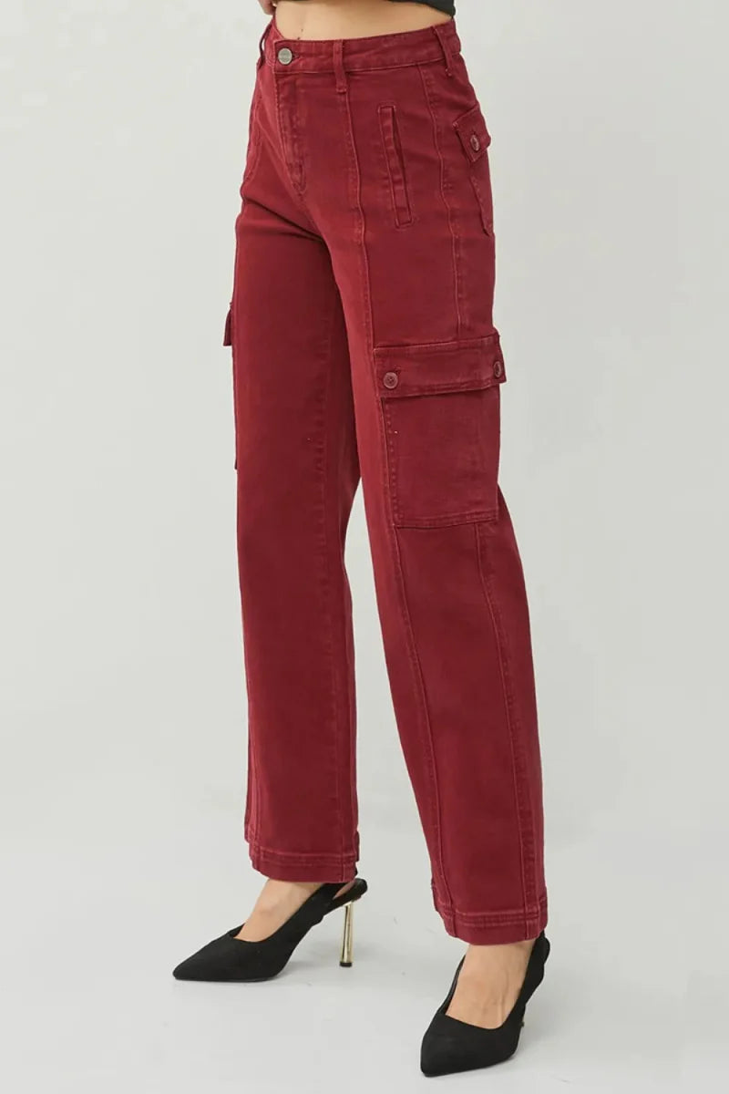 RISEN Full Size High Rise Wide Leg Cargo Jeans for Women