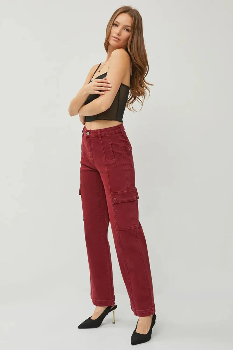 RISEN Full Size High Rise Wide Leg Cargo Jeans for Women
