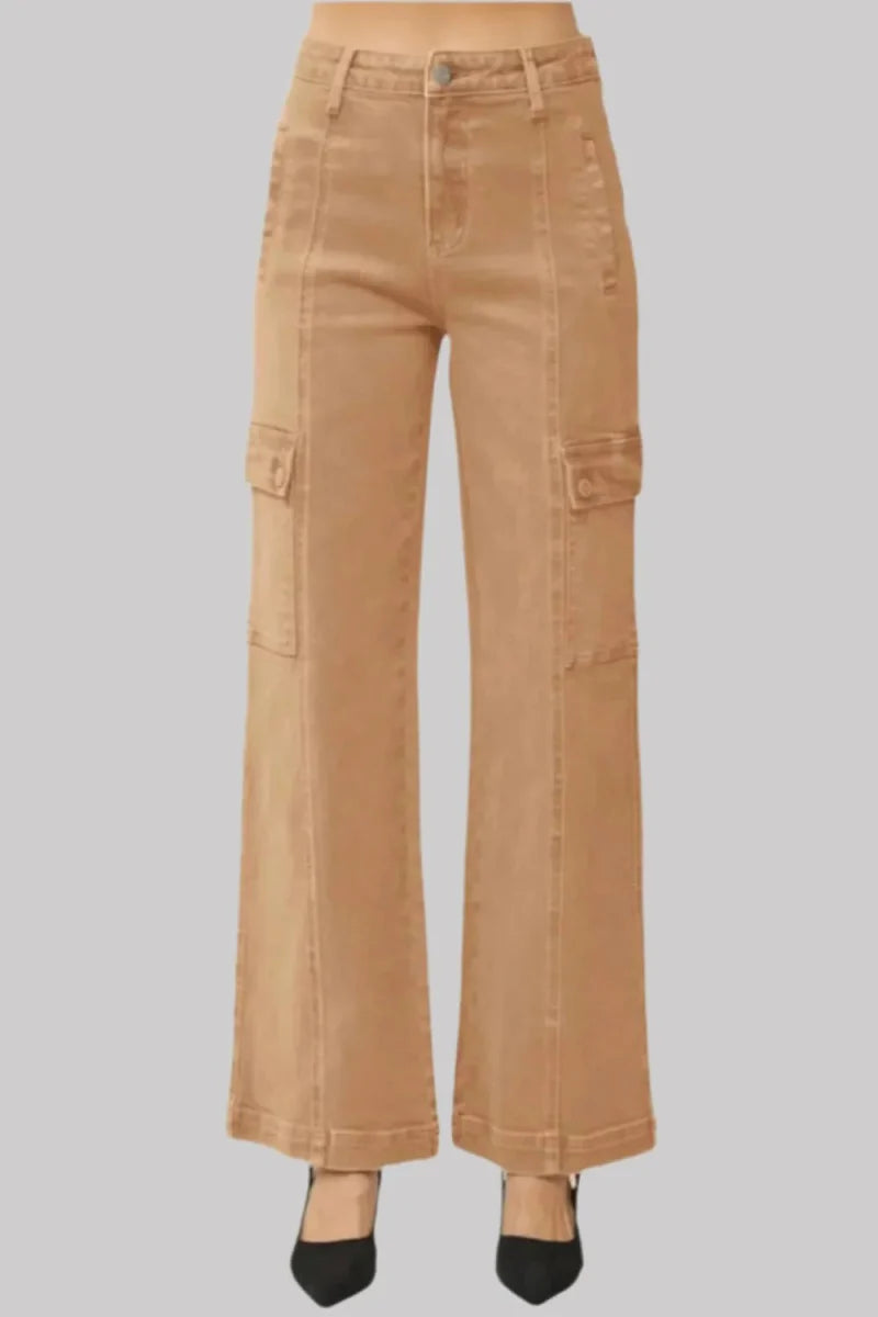 RISEN Full Size High Rise Wide Leg Cargo Jeans for Women