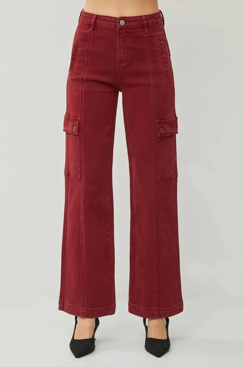 RISEN Full Size High Rise Wide Leg Cargo Jeans for Women