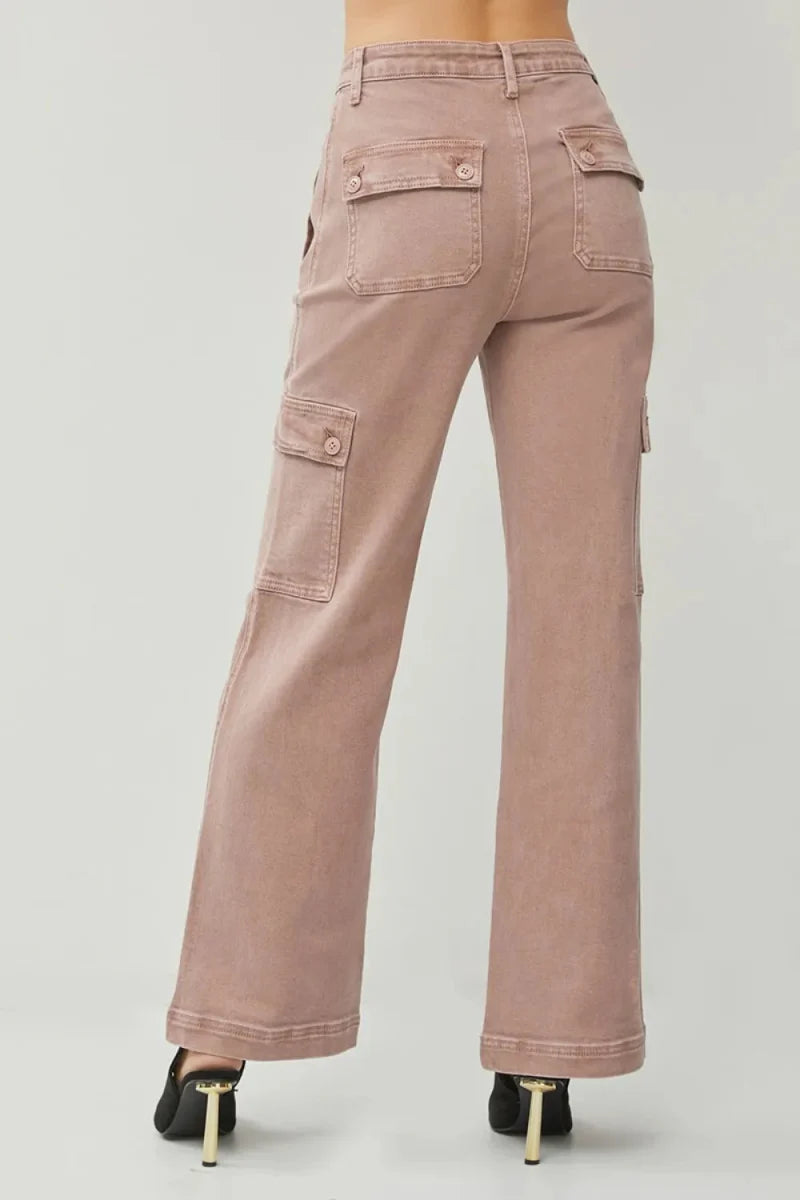 RISEN Full Size High Rise Wide Leg Cargo Jeans for Women