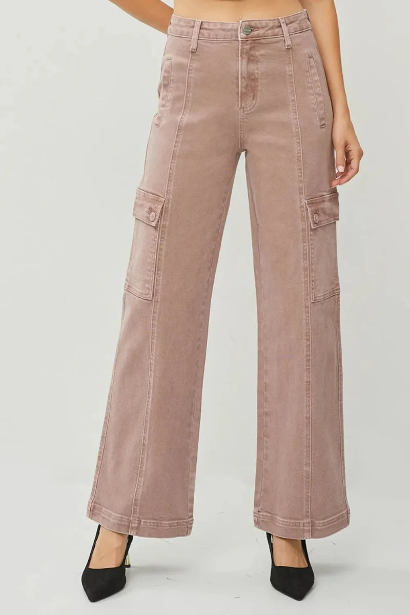 RISEN Full Size High Rise Wide Leg Cargo Jeans for Women