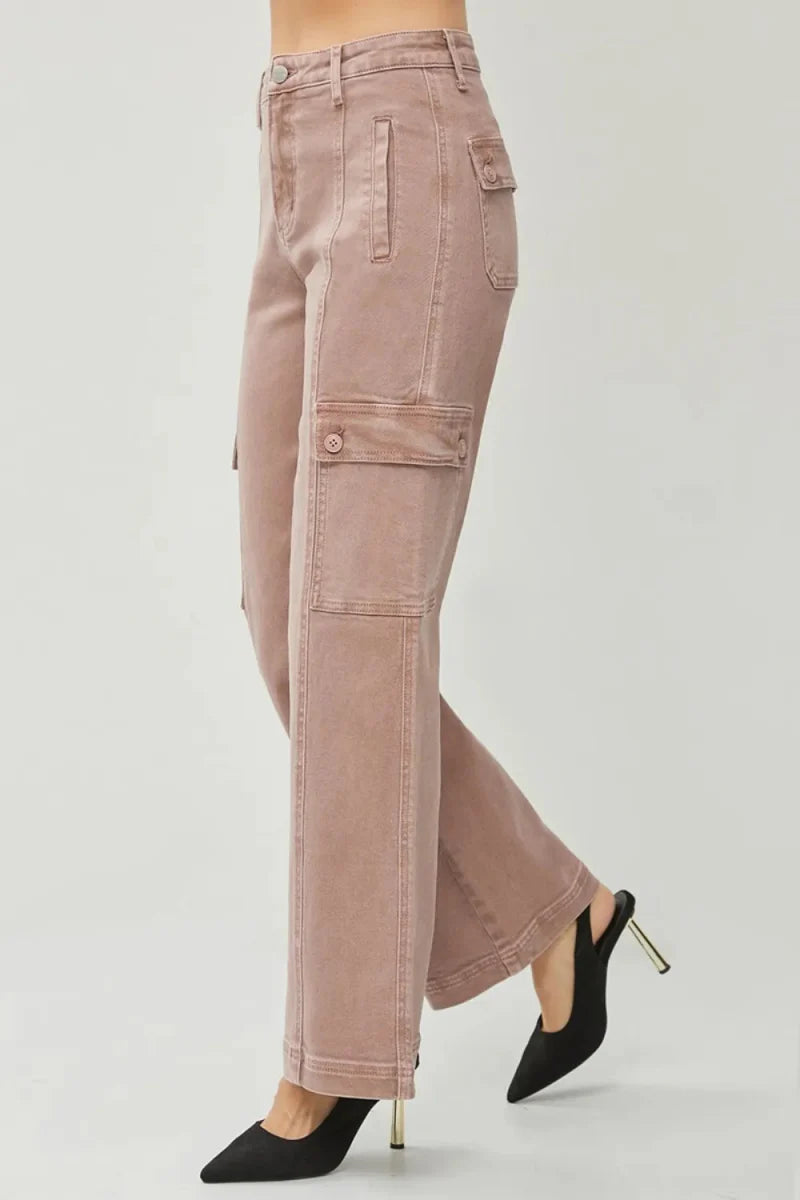 RISEN Full Size High Rise Wide Leg Cargo Jeans for Women