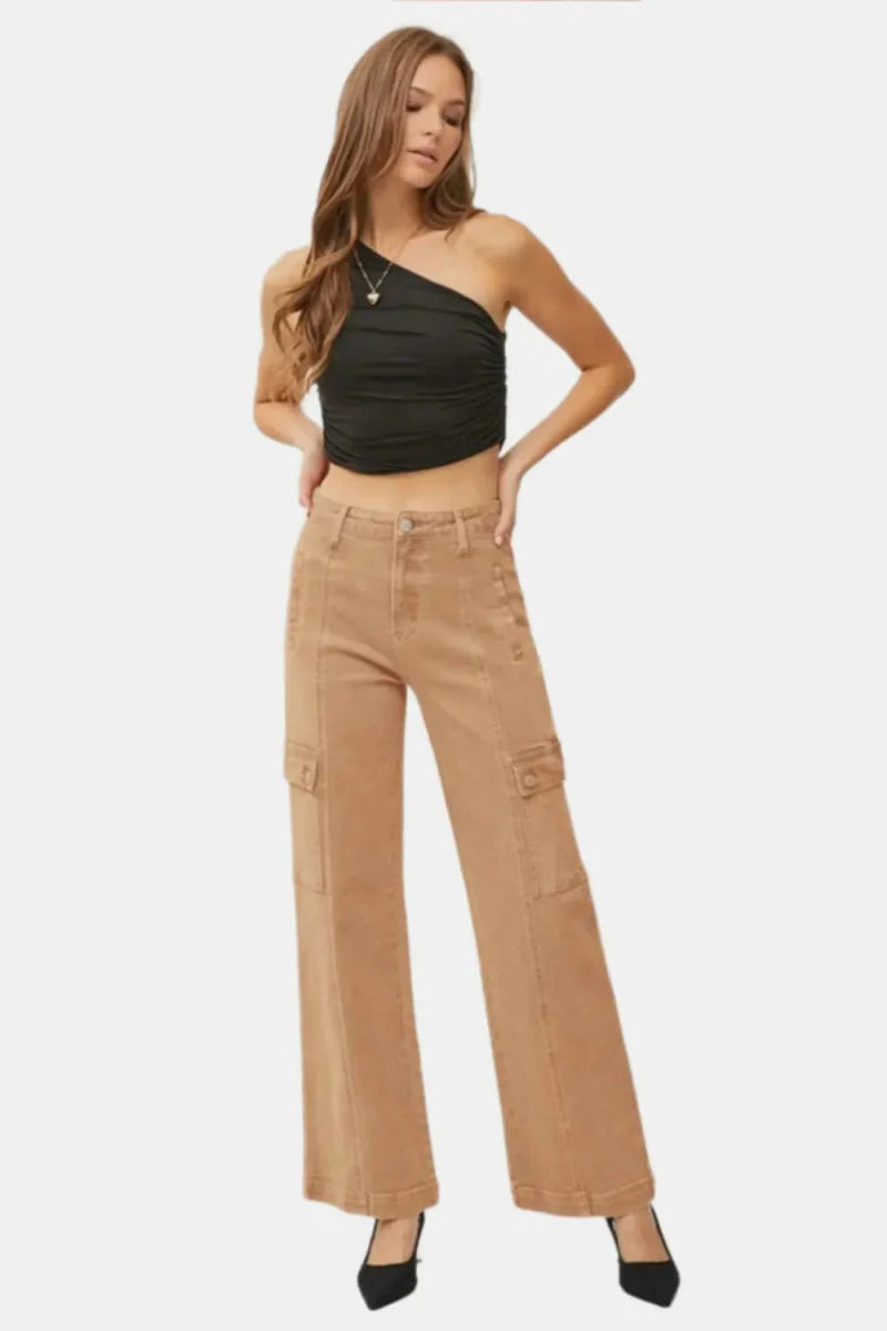 RISEN Full Size High Rise Wide Leg Cargo Jeans for Women