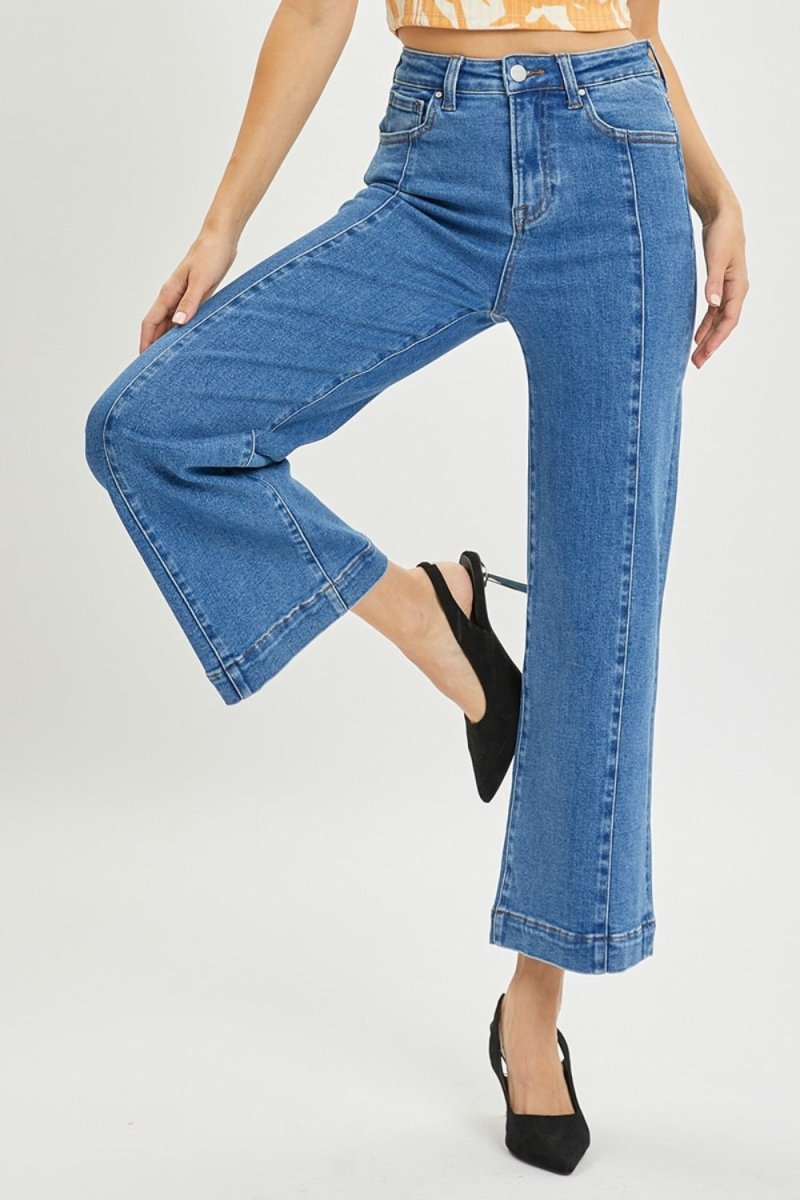 Premium RISEN Full Size High Rise Wide Leg Jeans for Women