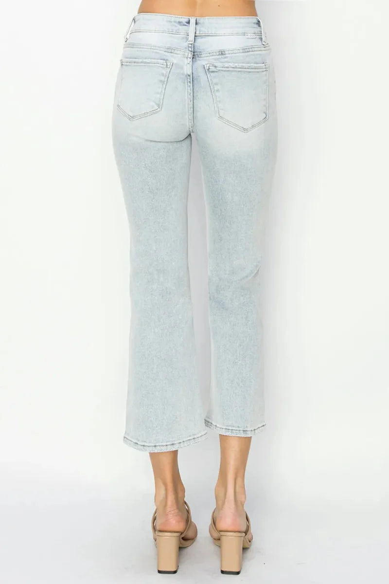 RISEN Full Size Mid Rise Cropped Flare Jeans for Women