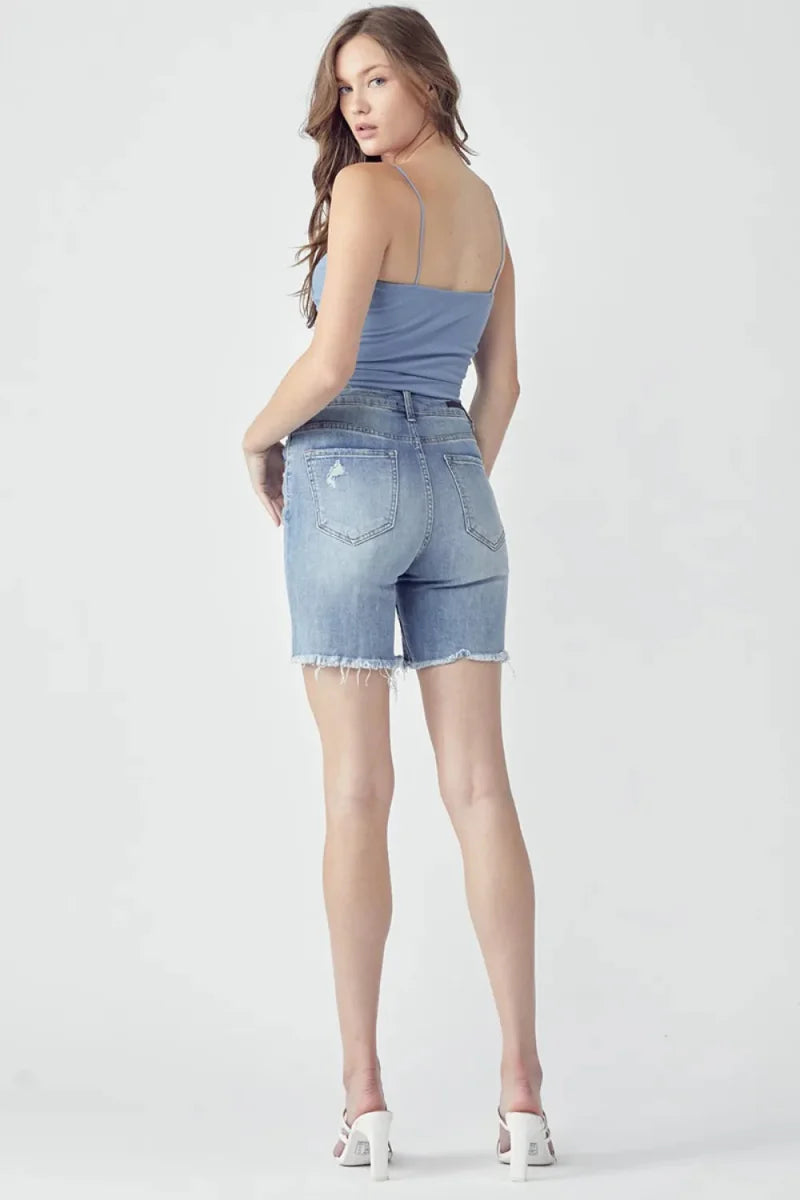 RISEN High Rise Distressed Denim Shorts for Women