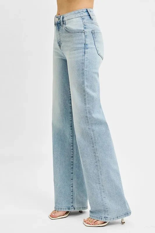 RISEN High Rise Wide Leg 90's Jeans for Vintage Style