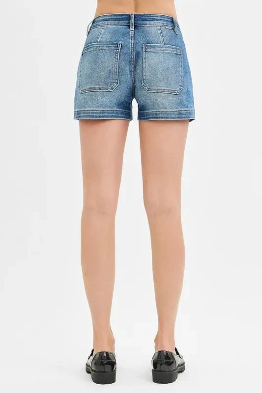 RISEN Low Rise Patched Pocket Shorts for Women Summer Wear