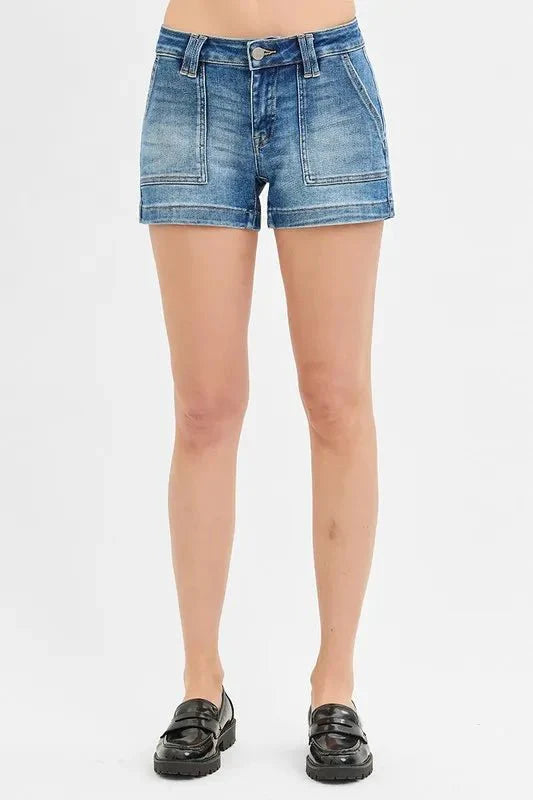 RISEN Low Rise Patched Pocket Shorts for Women Summer Wear