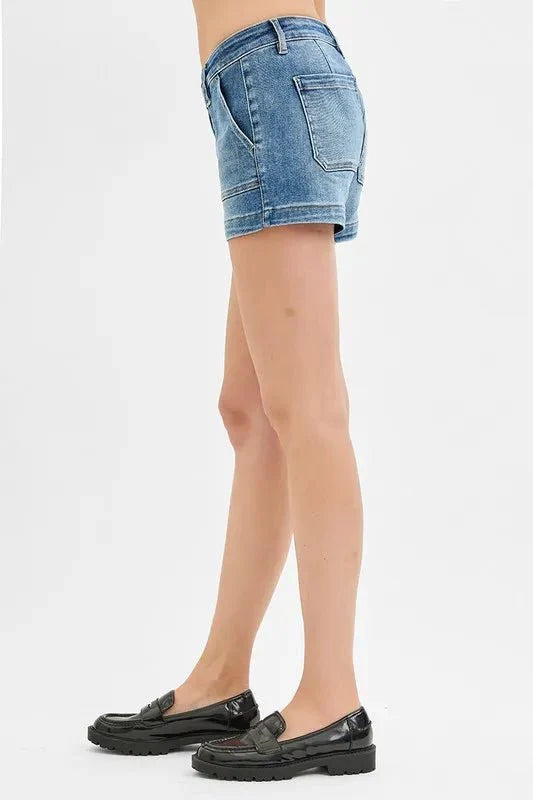 RISEN Low Rise Patched Pocket Shorts for Women Summer Wear