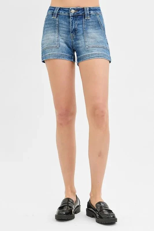 RISEN Low Rise Patched Pocket Shorts for Women Summer Wear