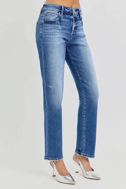 RISEN Mid Rise Ankle Tapered Jeans for Women Casual Style