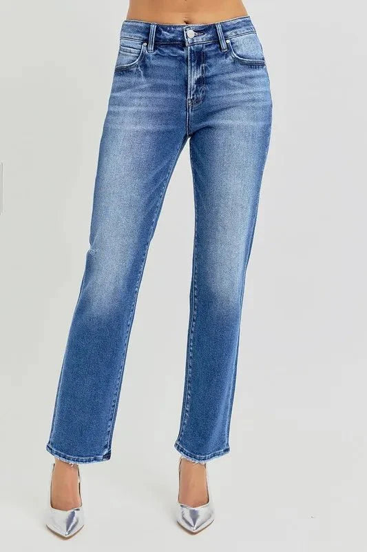 RISEN Mid Rise Ankle Tapered Jeans for Women Casual Style