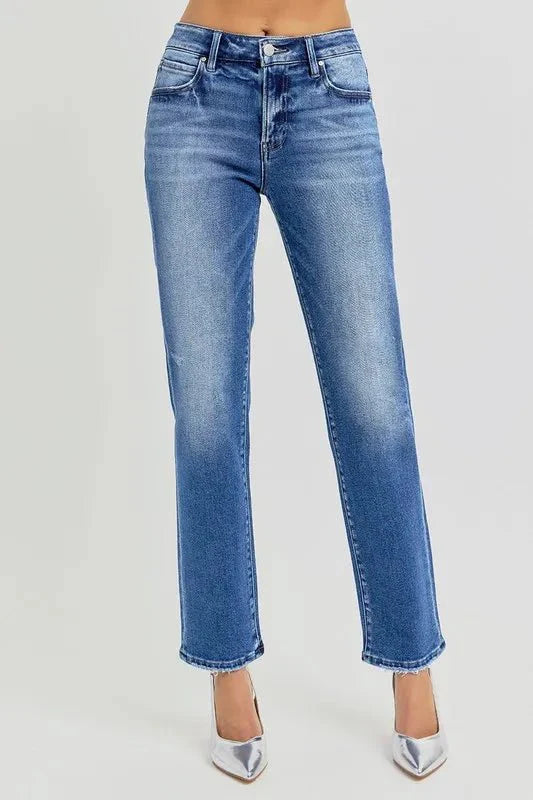 RISEN Mid Rise Ankle Tapered Jeans for Women Casual Style